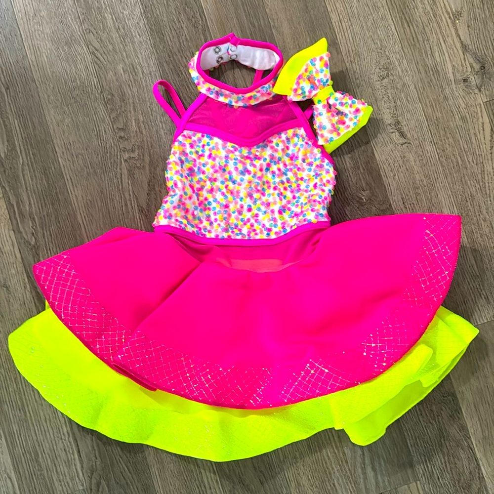 Weissman IC girls Dance Costume -Intermediate Child Pink Yellow